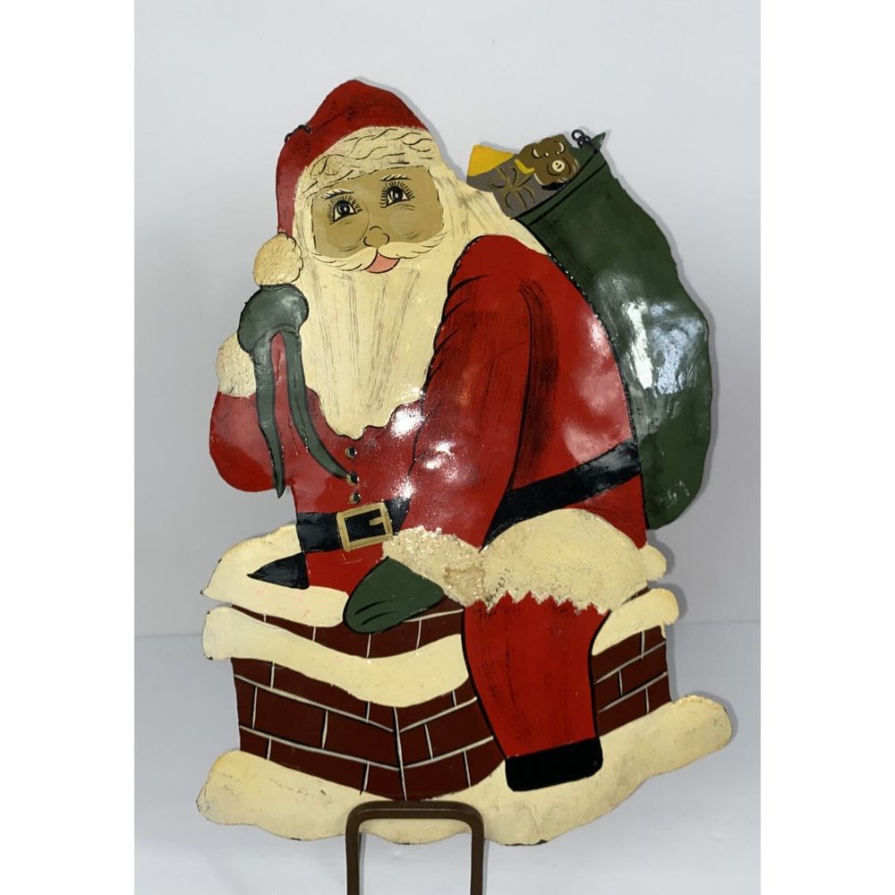 Christmas Santa Handmade Hanging Wall Decor 15” x 10" Inches Vintage